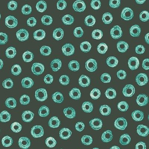 batik donut polkadots - teal on olive