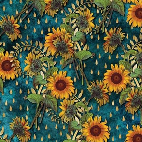 Sunflowers in The Rain