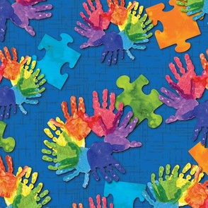 Autism Hands and Puzzle Pieces