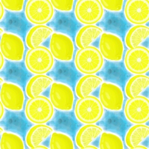 lemons watercolor blue