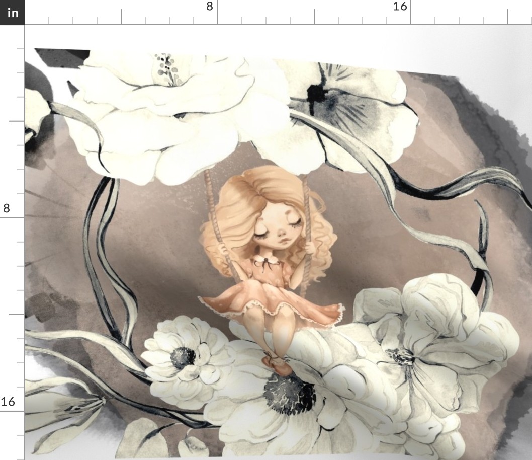 Swinging in the flowers panel