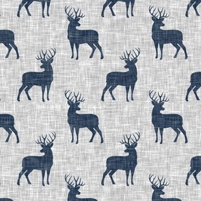 (small scale) grey bucks on light grey linen C20BS