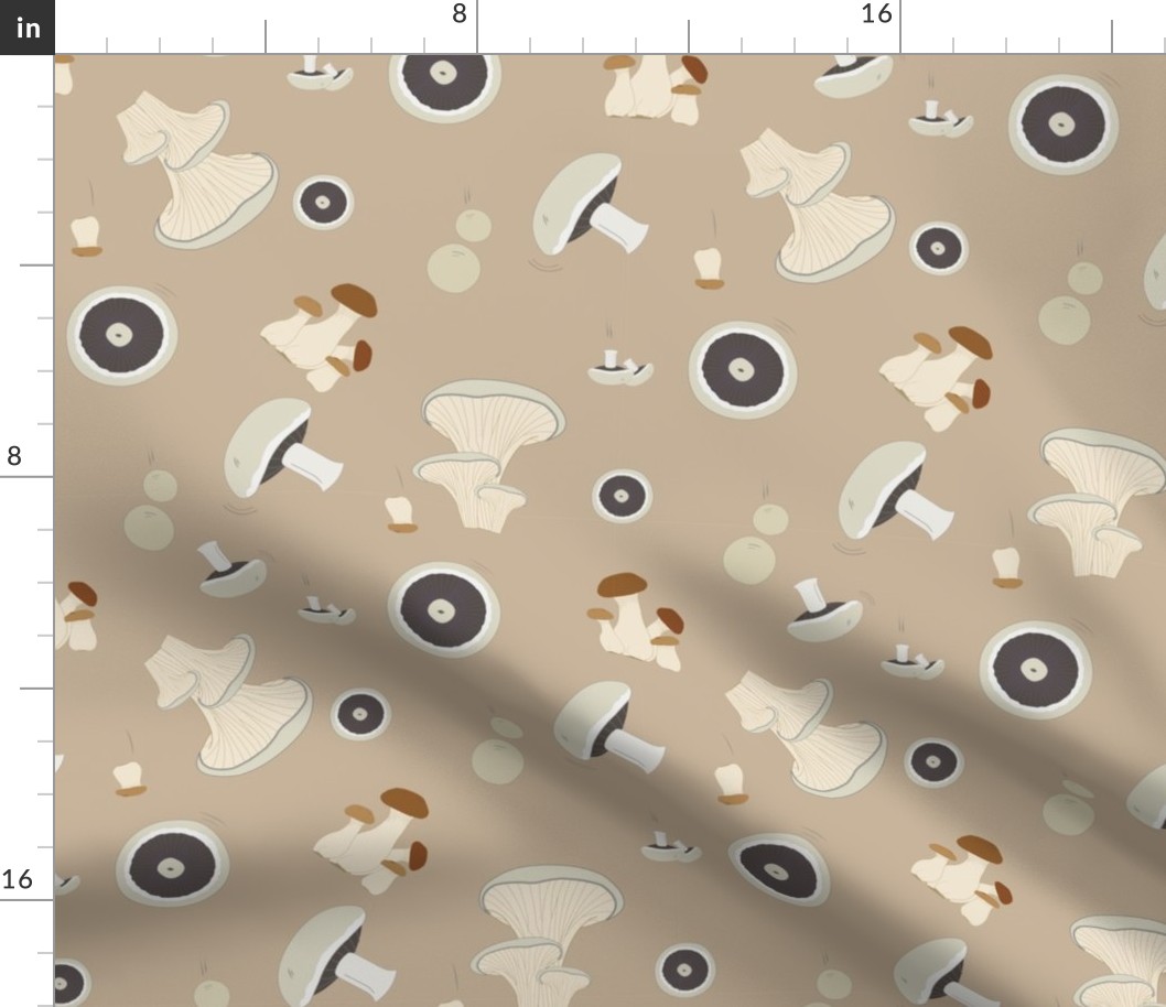 Mushrooms tan print