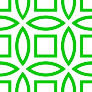 Geometric Pattern: Intersect Outline: White/Green