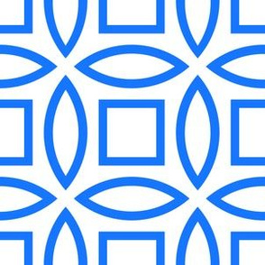 Geometric Pattern: Intersect Outline: White/Blue