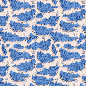 Mediterranean Islands-blue on blush