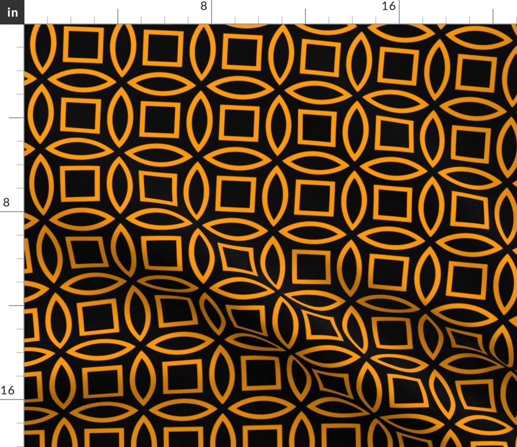 Geometric Pattern: Intersect Outline: Black/Orange