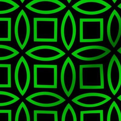 Geometric Pattern: Intersect Outline: Black/Green