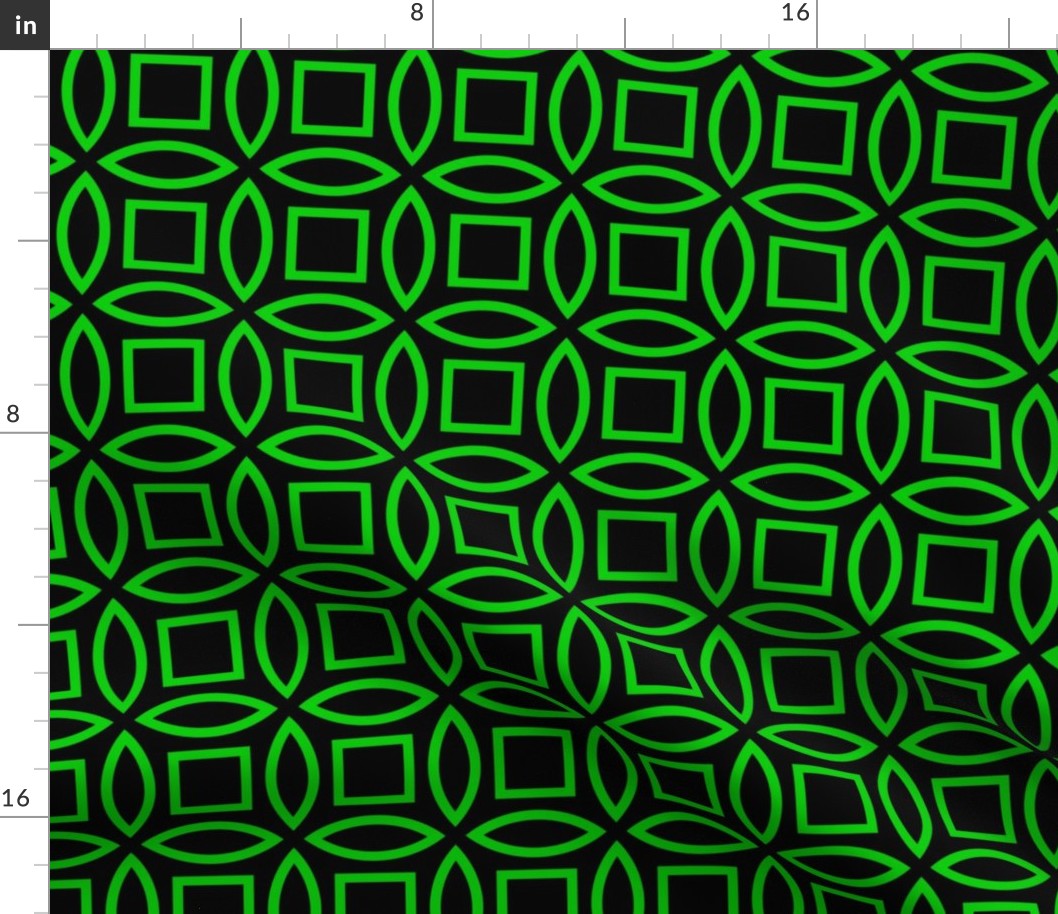 Geometric Pattern: Intersect Outline: Black/Green