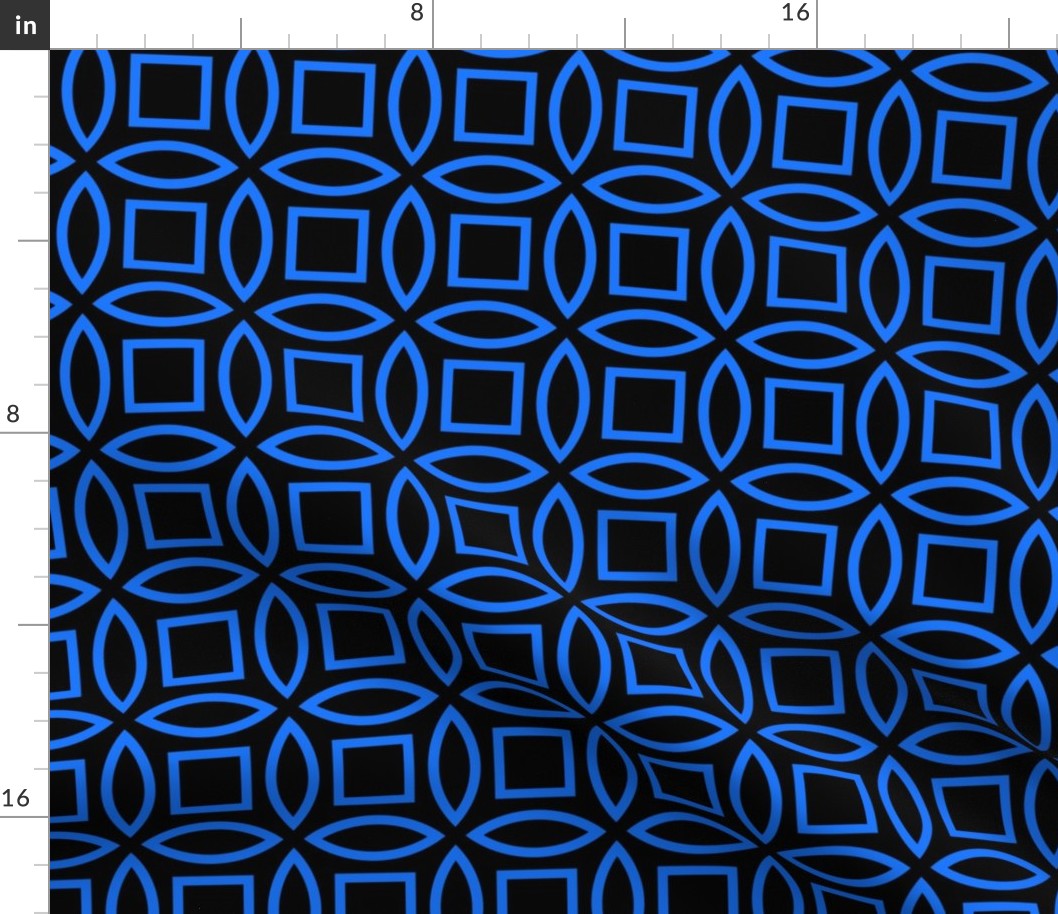 Geometric Pattern: Intersect Outline: Black/Blue