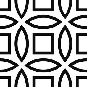 Geometric Pattern: Intersect Outline: White/Jet