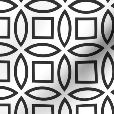 Geometric Pattern: Intersect Outline: White/Charcoal