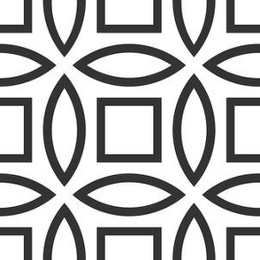 Geometric Pattern: Intersect Outline: White/Charcoal