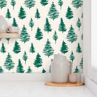 Green Christmas trees seamless pattern for New Year wrapping paper and gift designs