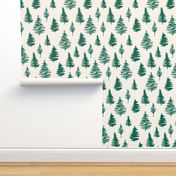 Green Christmas trees seamless pattern for New Year wrapping paper and gift designs