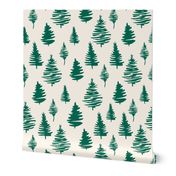 Green Christmas trees seamless pattern for New Year wrapping paper and gift designs