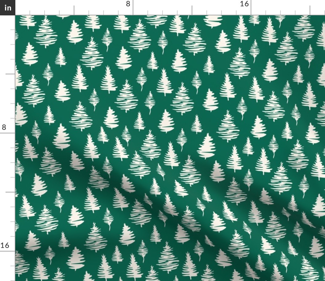 Fir tree vector seamless pattern on green