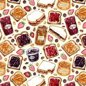  Peanut Butter and Jelly Watercolor 3/4 Size