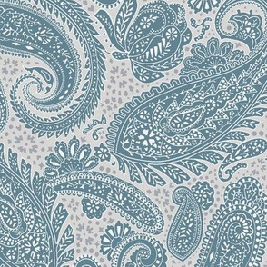 Small Paisley Positivity muted teal grey tones