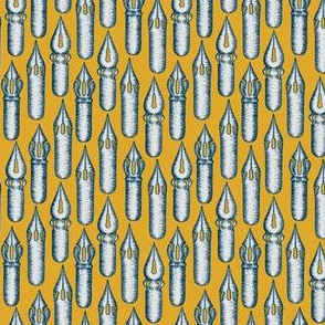 Dip Pen Nibs Sparse Pattern (Mustard and Teal) Poster for Sale by