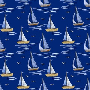 nautical boats on blue background
