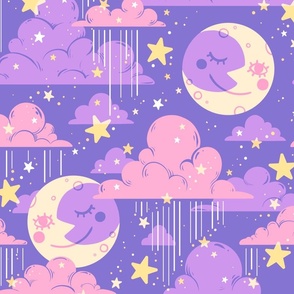 Rainy Night Sky in Pastel Purple