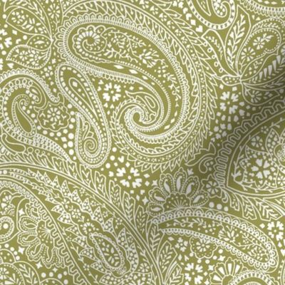 small Paisley Positivity olive white