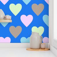 24" - Pop Art Candy Pastel Hearts - Large-Scale
