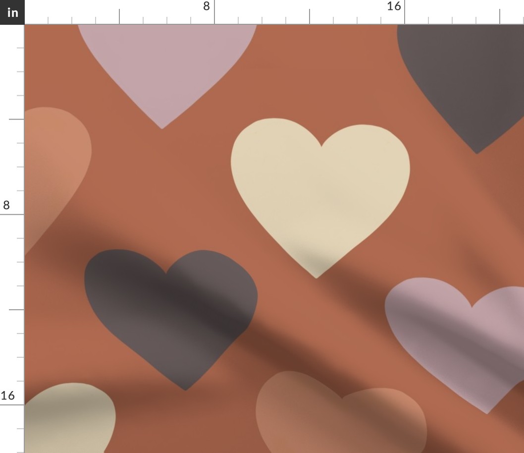 24" - Terracotta Desert Hearts - Large-Scale