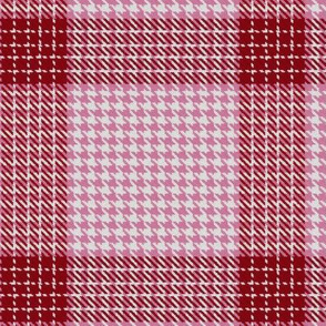 Houndstooth Checkerboard Plaid in Pink and Dark Red