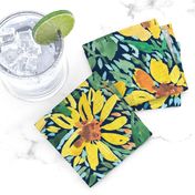 Expressive sunflowers - navy