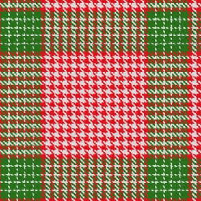 Houndstooth Checkerboard Plaid in Christmas Red and Green