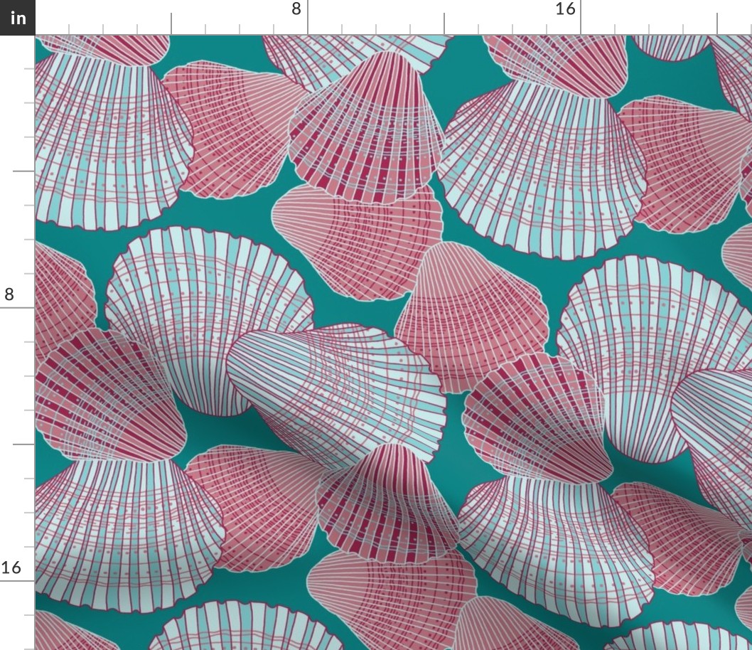 Sea Shells (12") - blue/coral