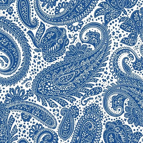 small Paisley Positivity white dark blue