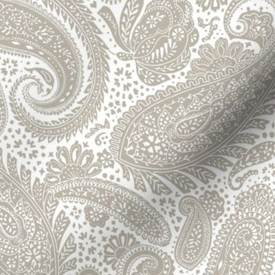 small Paisley Positivity white and mushroom color