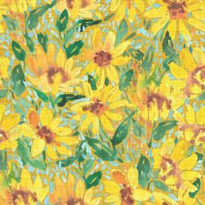 Expressive sunflower fields  -goldenrod