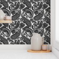 large Paisley Positivity black grey white