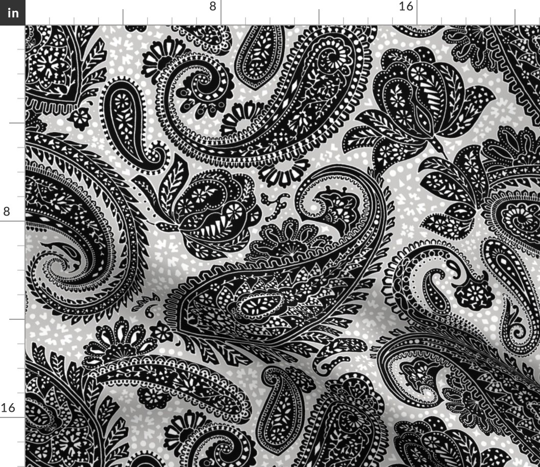 large Paisley Positivity black grey white