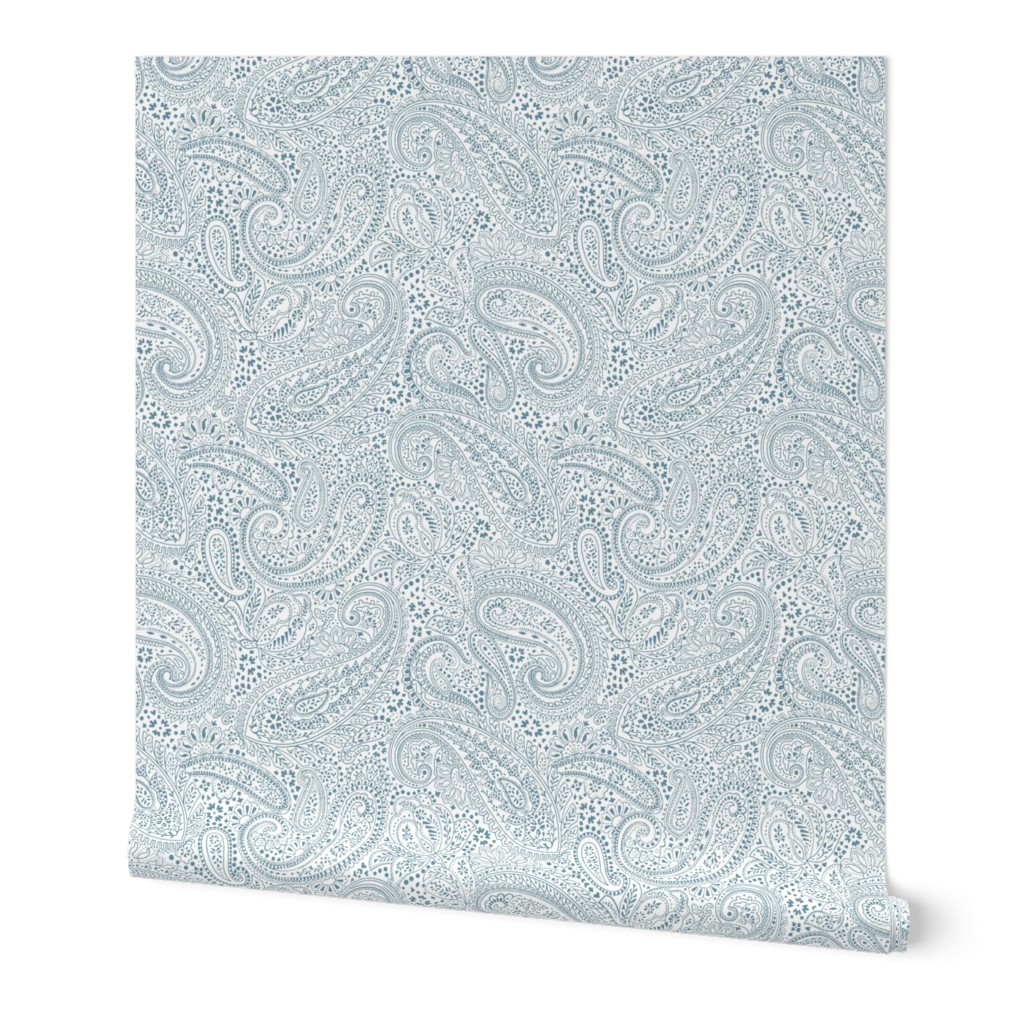 large Paisley Positivity blue mint grey white