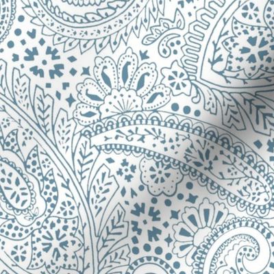 large Paisley Positivity blue mint grey white