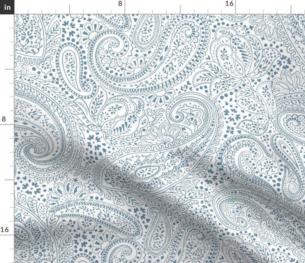 large Paisley Positivity blue mint grey white