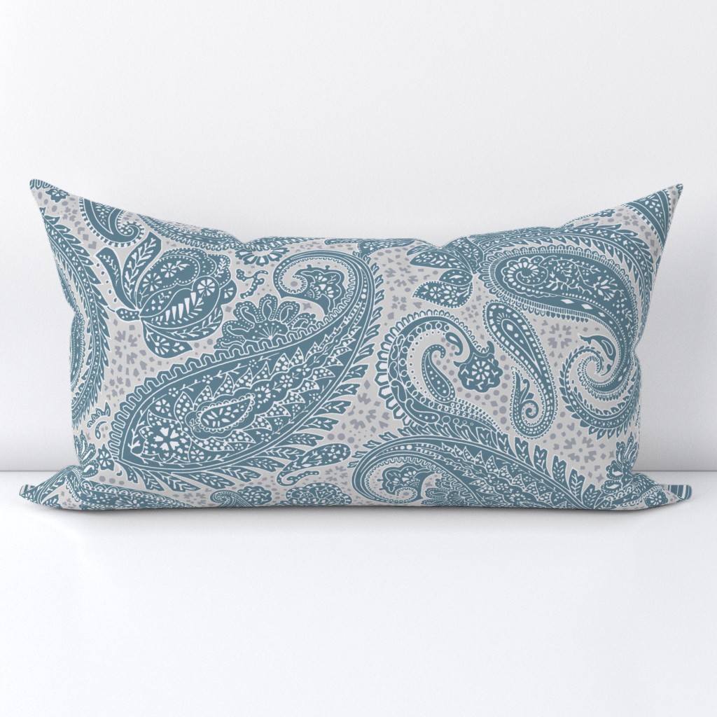 large Paisley Positivity muted teal grey tones