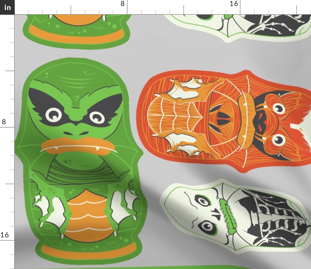 Halloween Creature Black Lagoon Nesting Doll Cut-and-Sew 1-Yard DIY Project