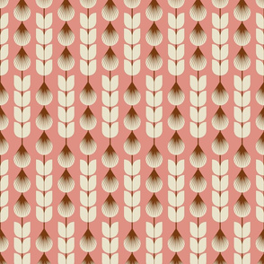 Prairie Nouveau- Wild Grass Head Stripes- Salmon Pink- Regular Scale
