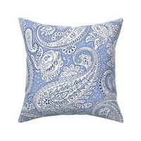 large Paisley Positivity light blue white