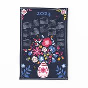German 2024 Calendar, Monday / Folksy Bouquet