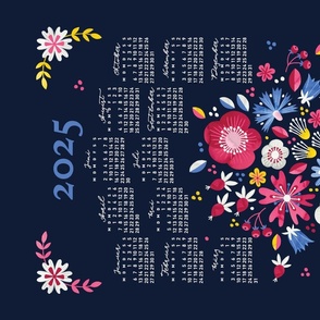 German 2024 Calendar, Monday / Folksy Bouquet