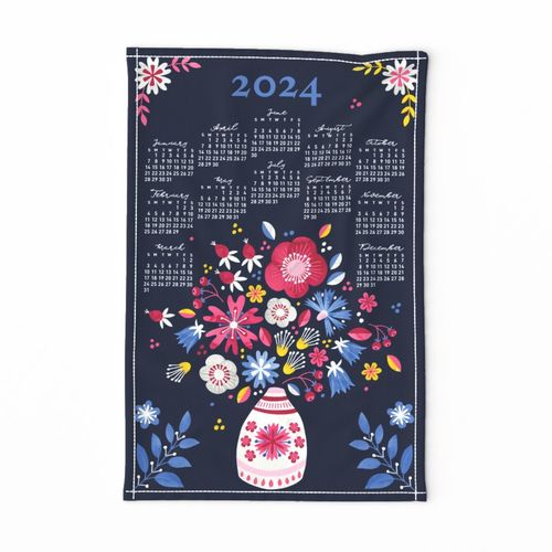 2022 Calendar, Sunday / Folksy Bouquet
