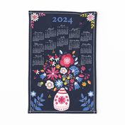 2024 Calendar, Sunday / Folksy Bouquet