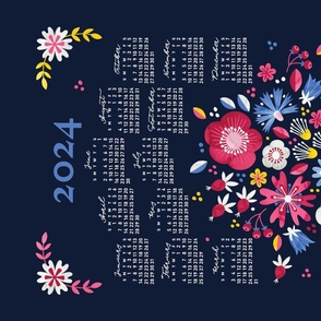 2023 Calendar, Sunday / Folksy Bouquet